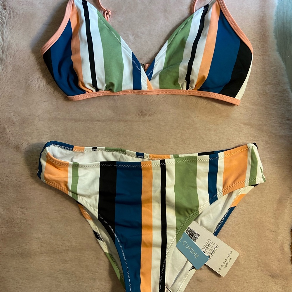 Cupshe Colorful Striped Bikini Set I